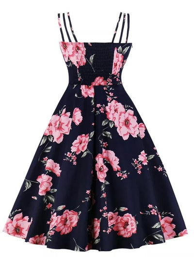 Vestido Vintage 1950s Rosas Rojas
