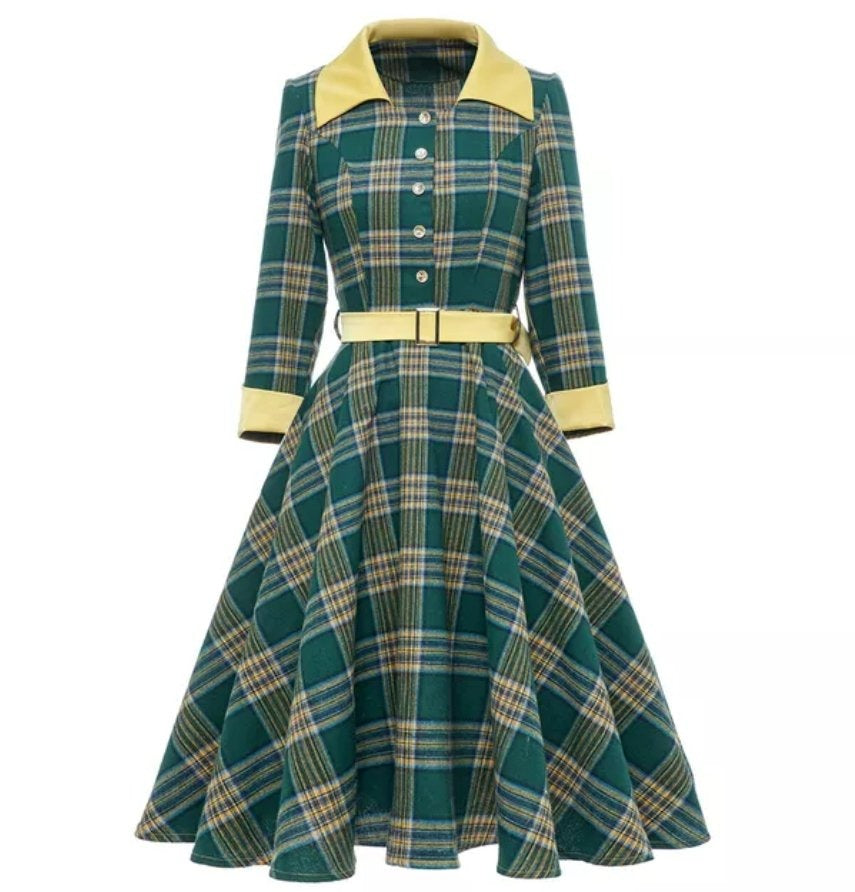 Vestido 3/4 Vintage A Rayas