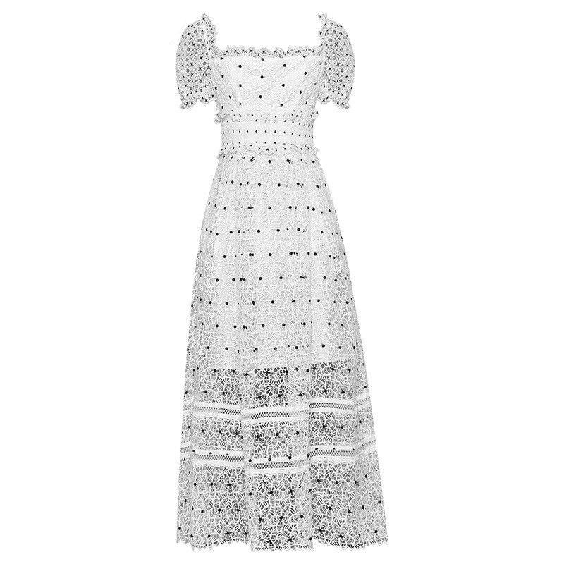 Vestido Vintage 40s Blanco Lunares