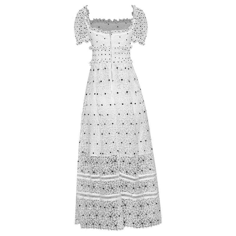 Vestido Vintage 40s Blanco Lunares
