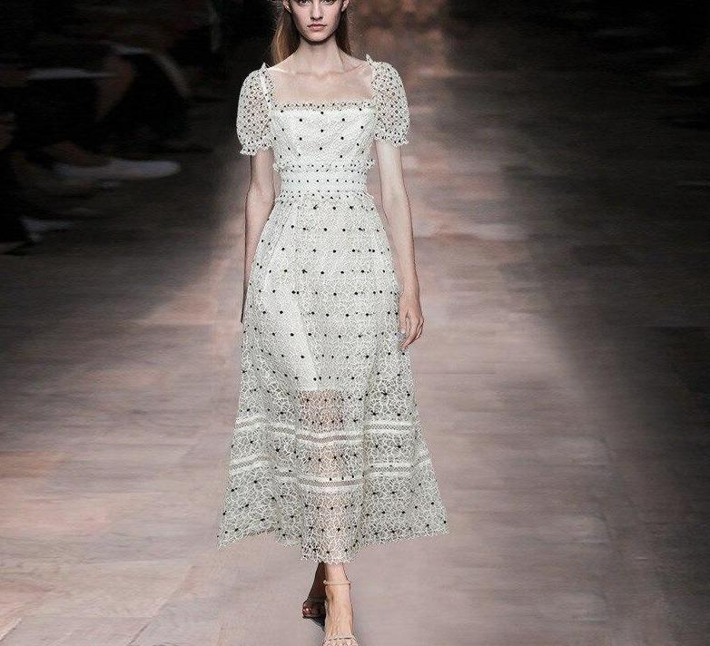 Vestido Vintage 40s Blanco Lunares