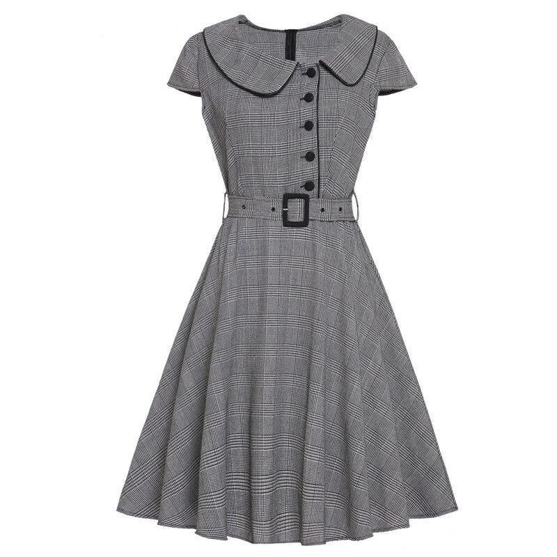 Vestido Vintage 50 Gris Manga Corta
