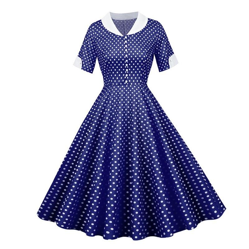 Vestido Vintage 50s Lunares Azul