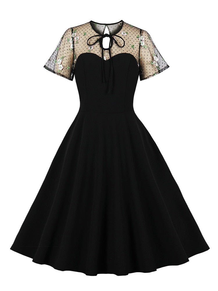 Vestido Vintage 50s Talla Grande Negro