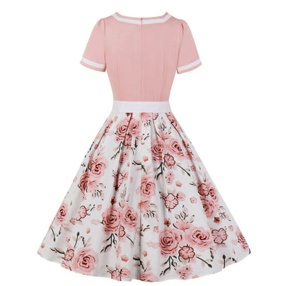 Vestido Vintage 50s Talla Grande Rosa