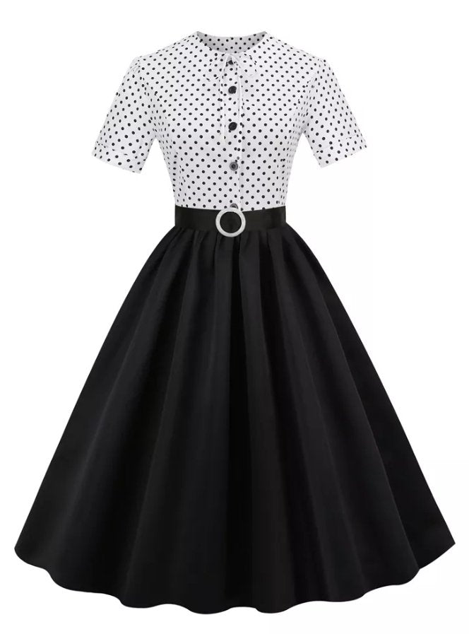 Vestido Vintage 60s Blanco Y Negro