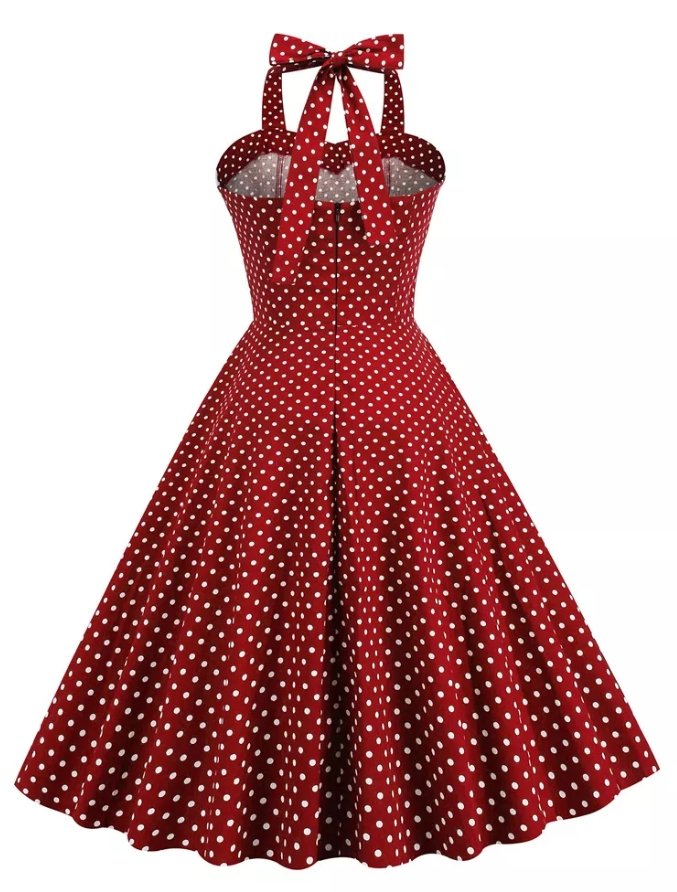 Vestido Vintage A Lunares Rojo