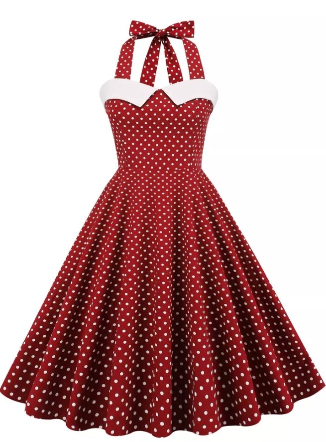 Vestido Vintage A Lunares Rojo