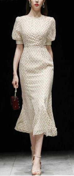 Vestido Vintage Año 1940 Beige