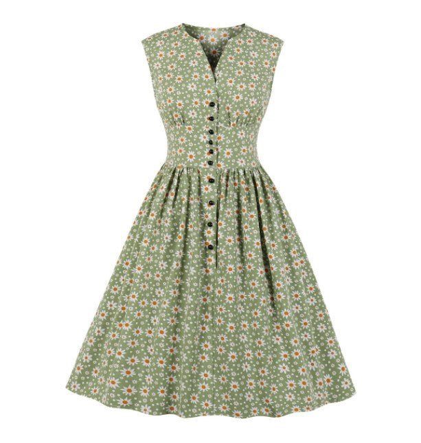 Vestido Vintage Floral De Talla Grande De Los Años 50