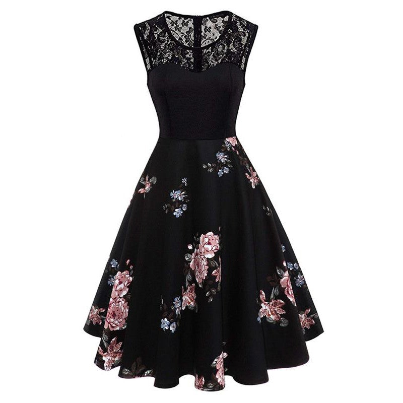 Vestido Vintage Años 50 Talla Grande Negro