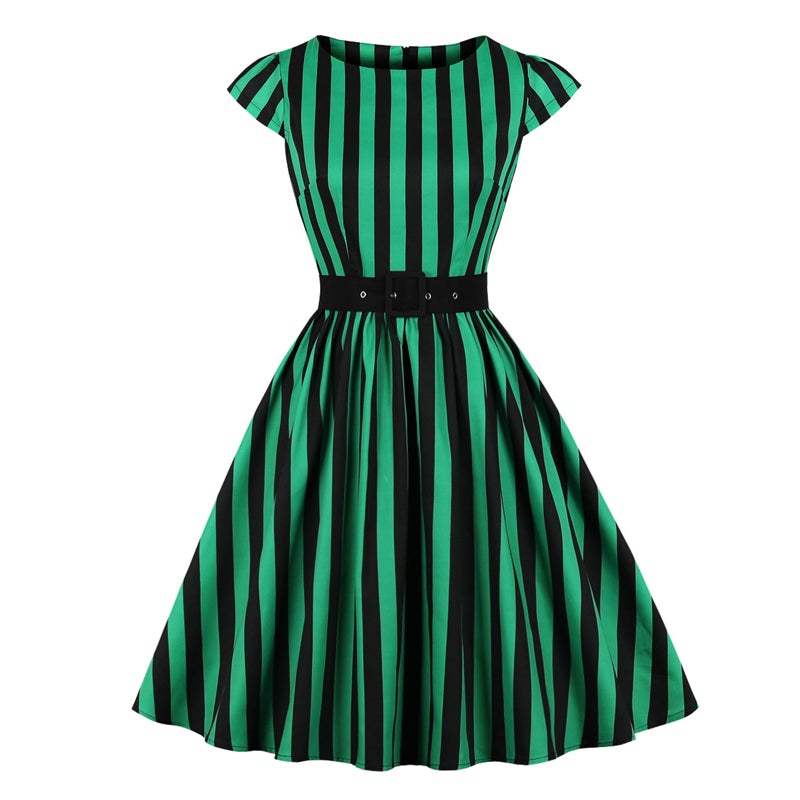 Vestido Vintage 50s Rayas Talla Grande