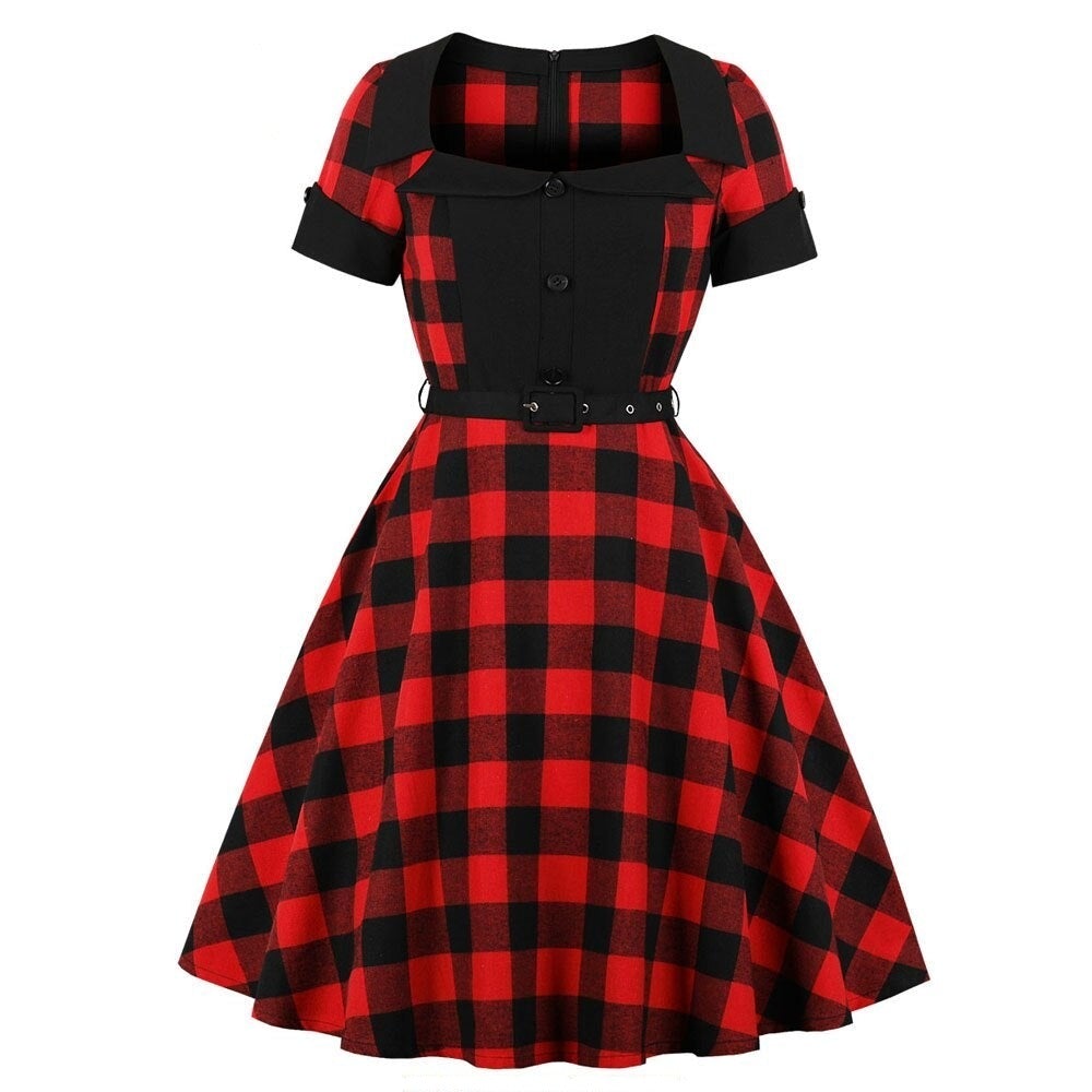 Vestido Vintage Rojo De Los Años 50 De Talla Grande