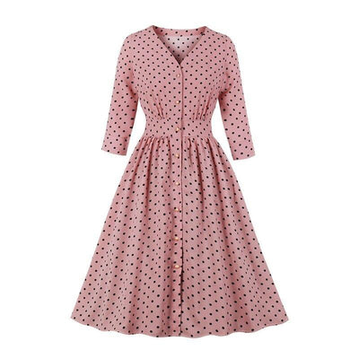Vestido Vintage De Los Años 50 Con Mangas Largas.