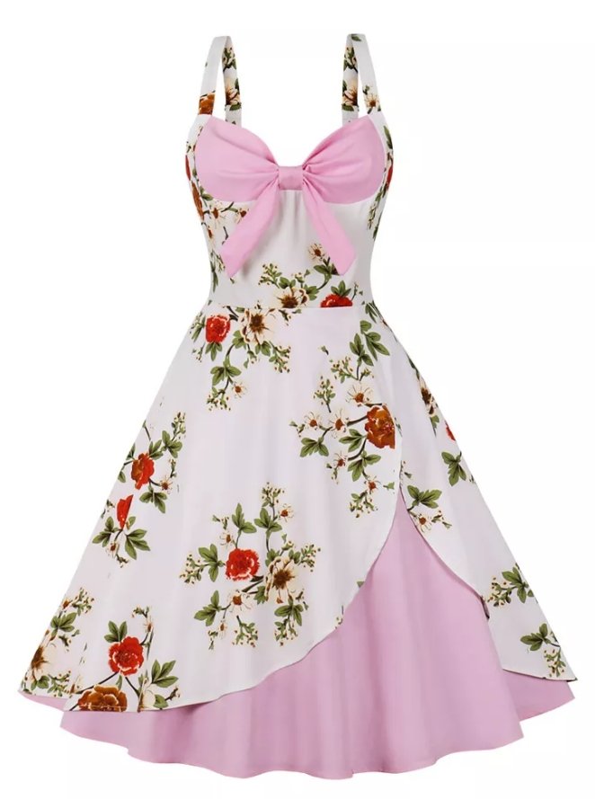 Vestido Rosa De La Década De 1950
