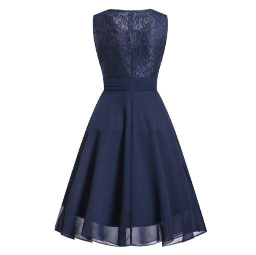 Vestido De Noche Vintage De Los Años 50 Azul Marino