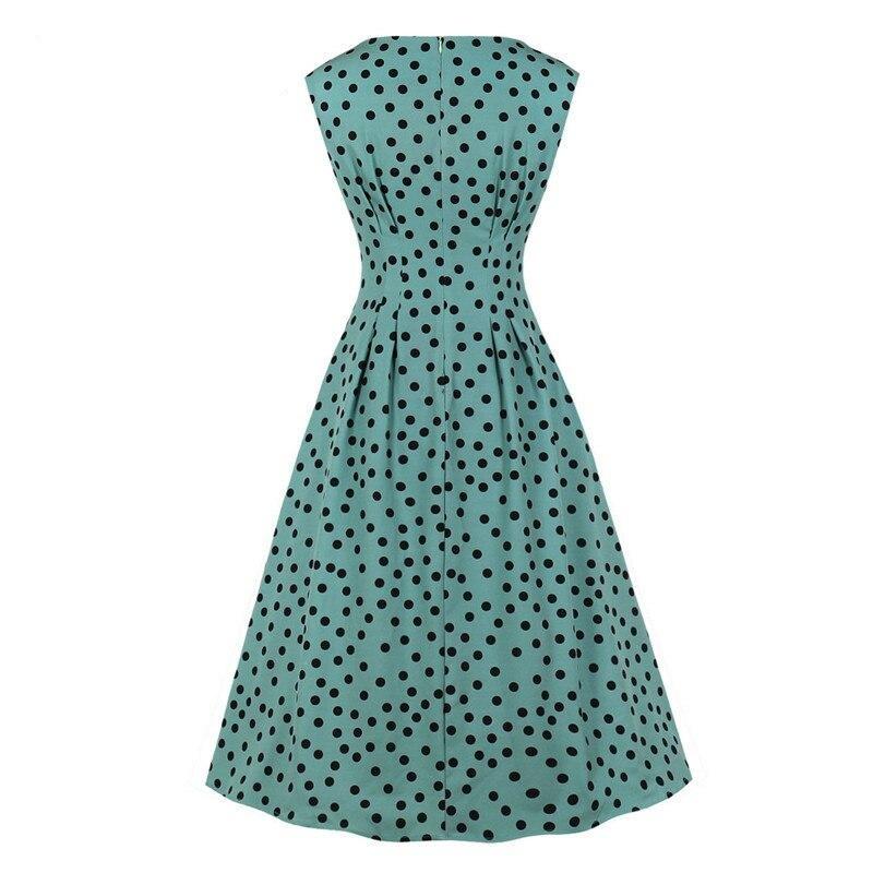 Vestido Vintage 1950s Verde Lunares Negros
