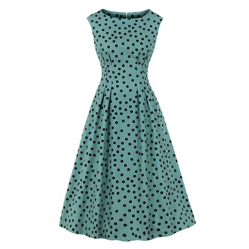 Vestido Vintage 1950s Verde Lunares Negros