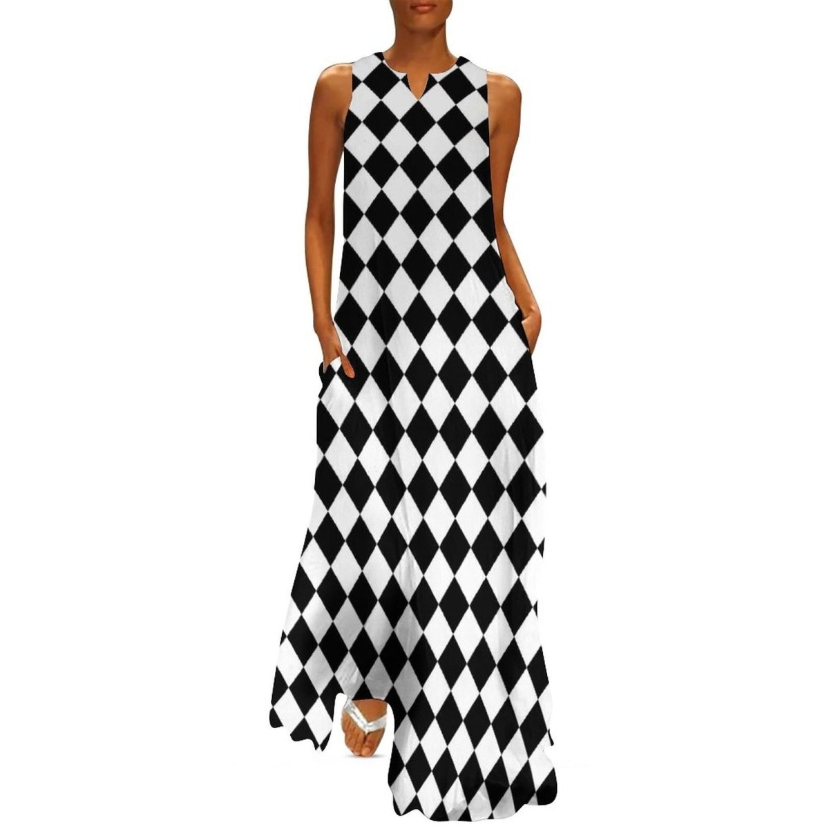 Vestido Vintage 70s Tablero De Damas