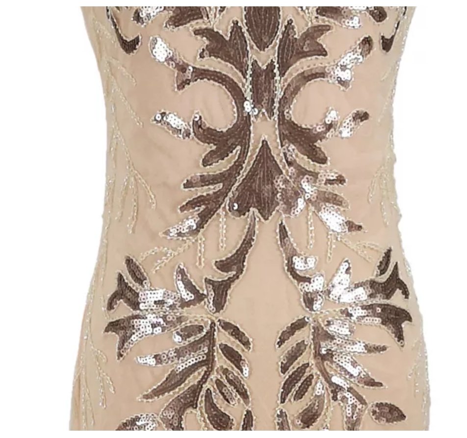 Vestido Vintage Art Déco Beige Años 20