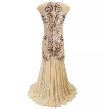 Vestido Vintage Art Déco Beige Años 20