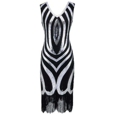 Vestido Vintage De Los Años 20 Con Cuentas Negras