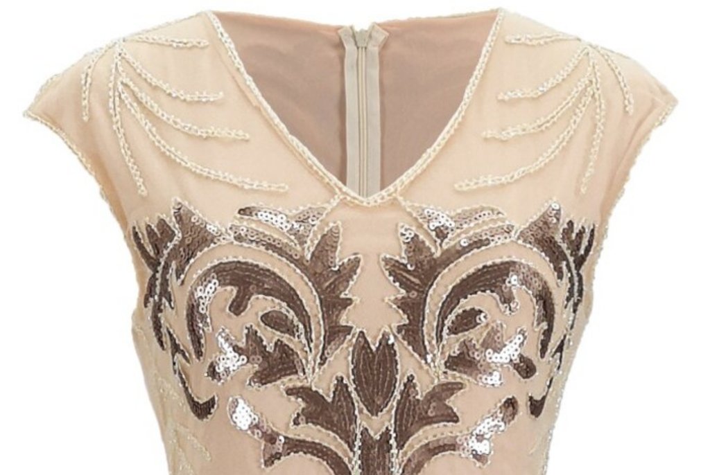 Vestido Retro Vintage 1920s Beige