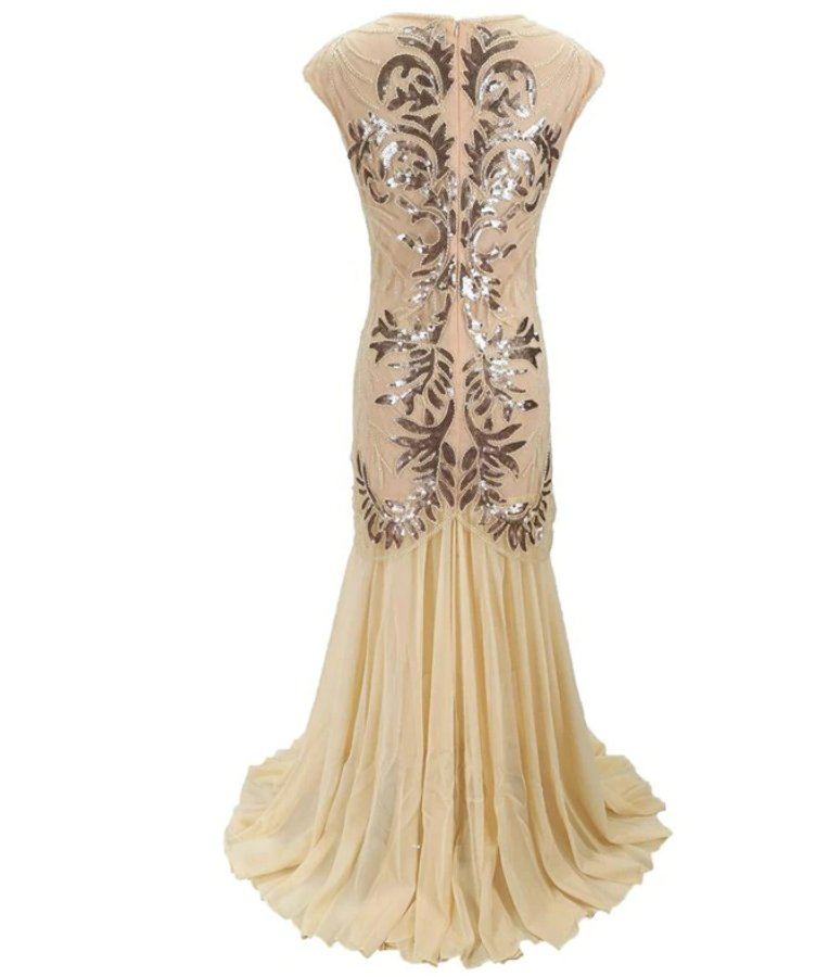 Vestido Retro Vintage 1920s Beige
