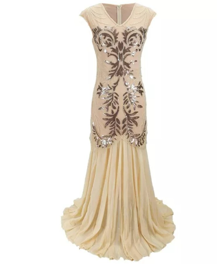 Vestido Retro Vintage 1920s Beige