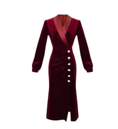 Vestido De Otoño Borgoña Vintage De Los Años 40