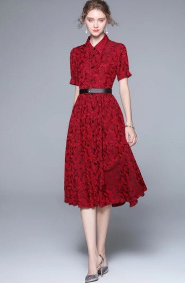 Vestido De Diseñador Vintage De Los Años 40 Rojo