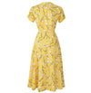 Vestido Vintage Floral Años 40 Amarillo