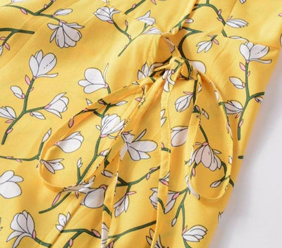 Vestido Vintage Floral Años 40 Amarillo