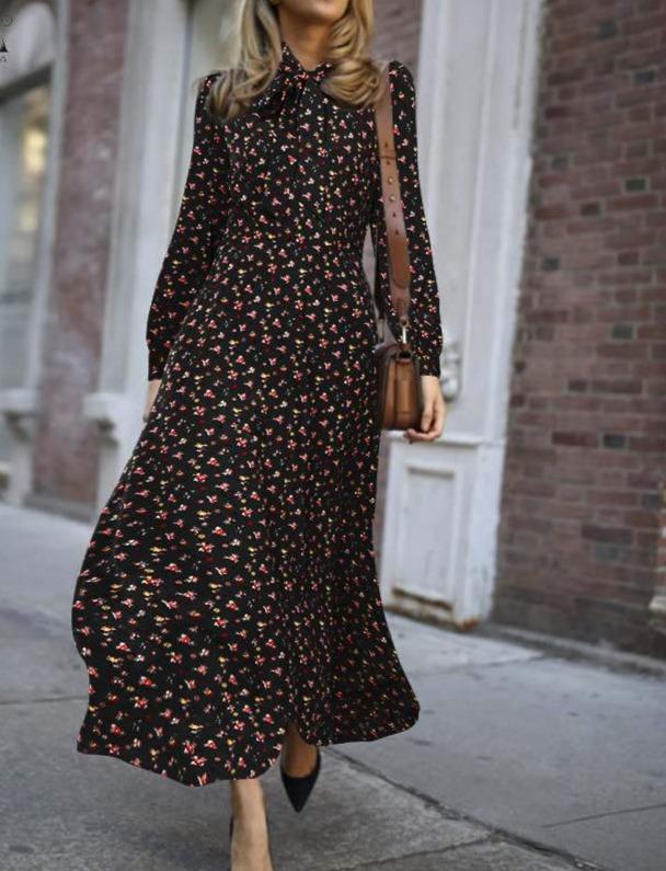 Vestido Fluido Vintage 1940s Negro