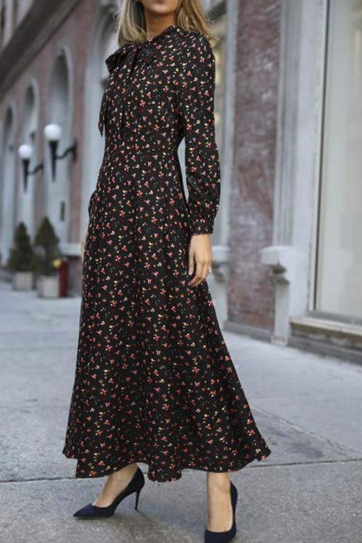 Vestido Fluido Vintage 1940s Negro