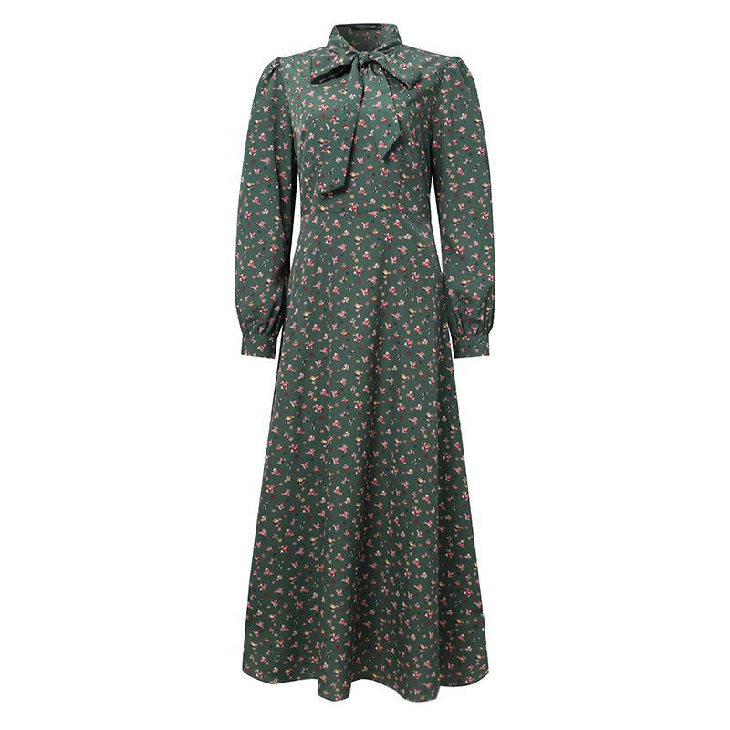 Vestido Fluido Vintage 1940s Verde
