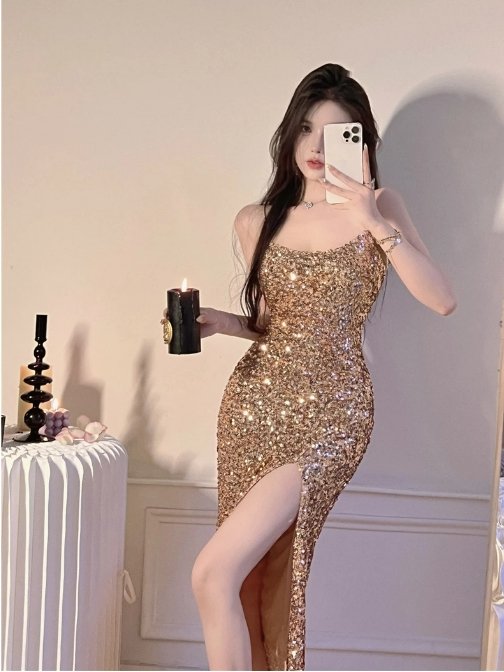 Vestido Caqui Ajustado Vintage De Los Años 40