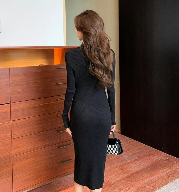 Vestido Ajustado Negro De La Década De 1940