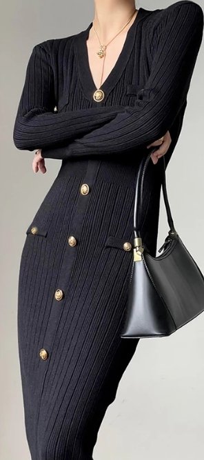 Vestido Ajustado Negro De La Década De 1940