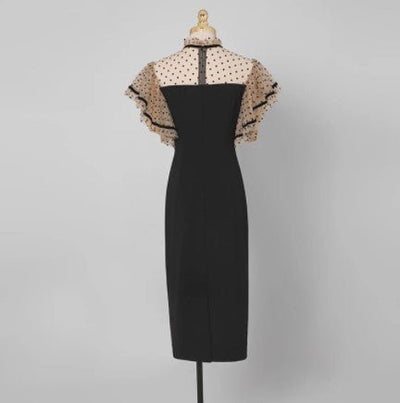 Vestido Vintage De Talle Alto Negro De Los Años 40