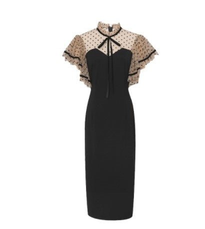 Vestido Vintage De Talle Alto Negro De Los Años 40