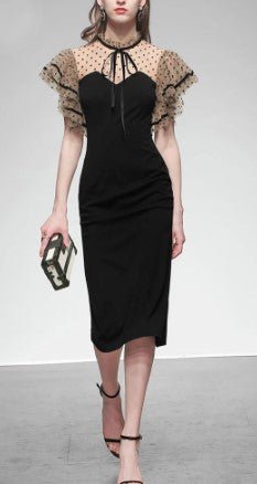 Vestido Vintage De Talle Alto Negro De Los Años 40