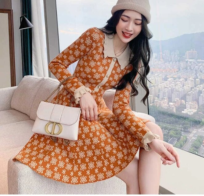 Vestido Vintage 40s Old School Naranja