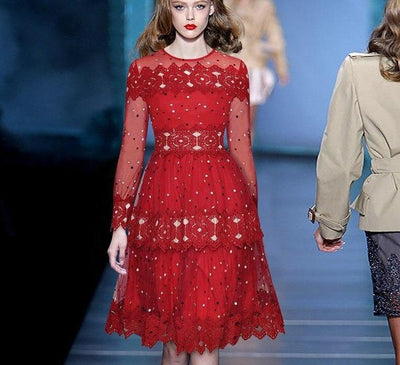 Vestido De Noche Rojo De La Década De 1940