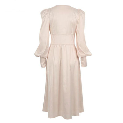 Vestido Vintage Años 40 Satén Beige