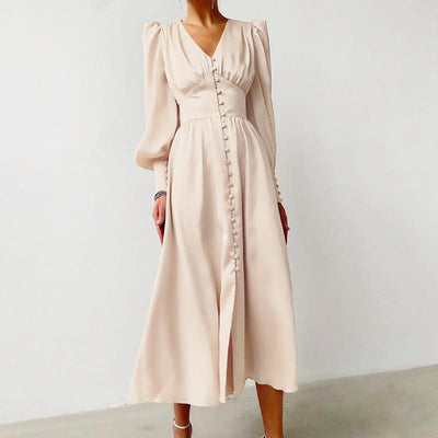 Vestido Vintage Años 40 Satén Beige