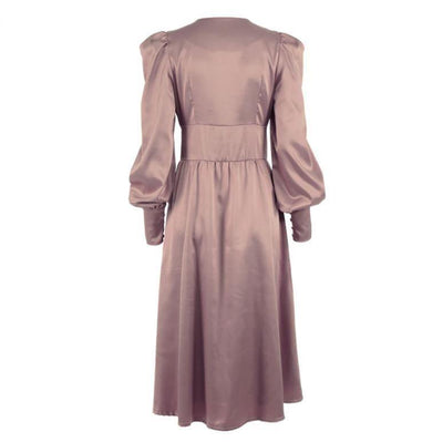 Vestido Vintage De Satén Marrón De Los Años 40