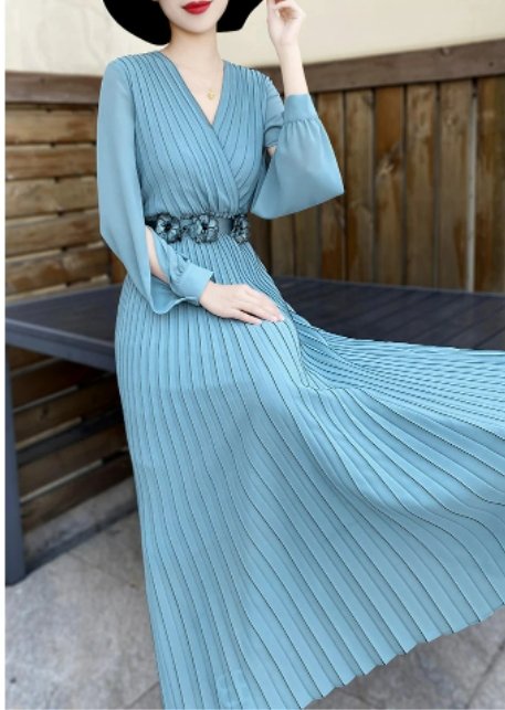 Vestido Vintage 1940s Liso Azul