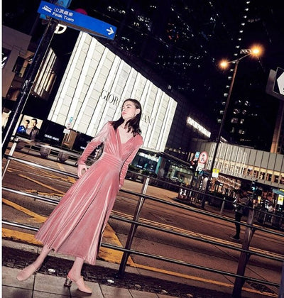 Vestido Vintage 1940s Liso Rosa
