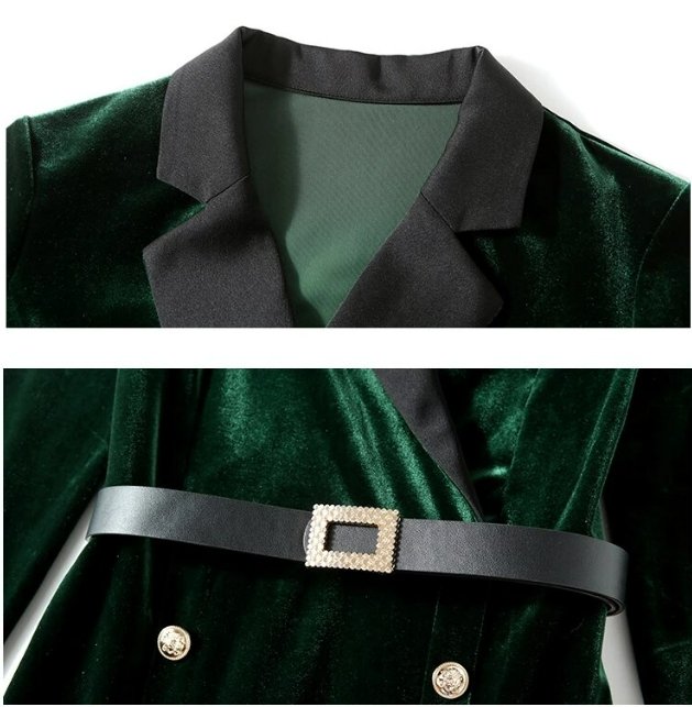 Vestido Vintage Años 40 De Terciopelo Verde